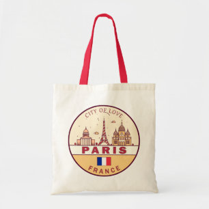 Paris France City Skyline Emblem Tote Bag