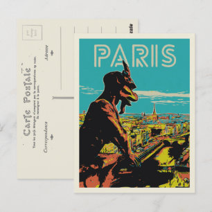 Paris France city view with gargoyle Postcard
