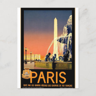 Paris France City Vintage Travel Postcard