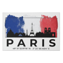 Paris France Cityscape Brush Flag