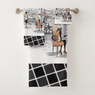 Paris France Coffee Bathroom Towel Sets