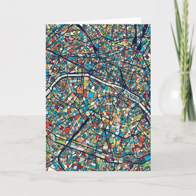 Paris France | Colorful Map Card (Front)