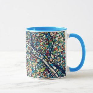 Paris France Colourful Map Mug