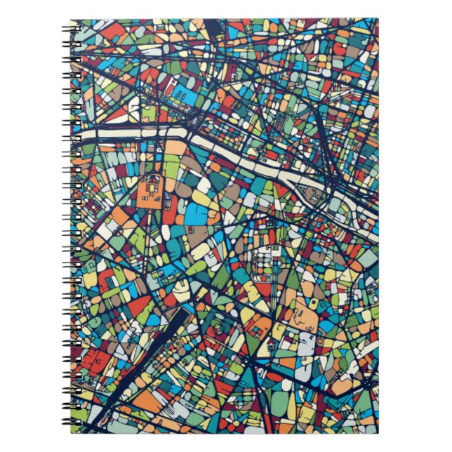 Paris France | Colourful Map Notebook (Front)