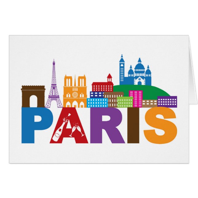 Paris, France | Colourful Typography (Front Horizontal)