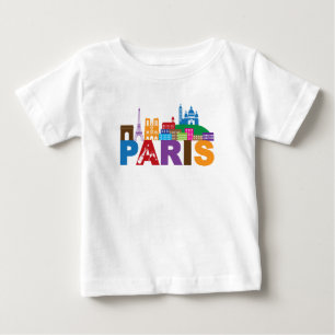 Paris, France   Colourful Typography Baby T-Shirt