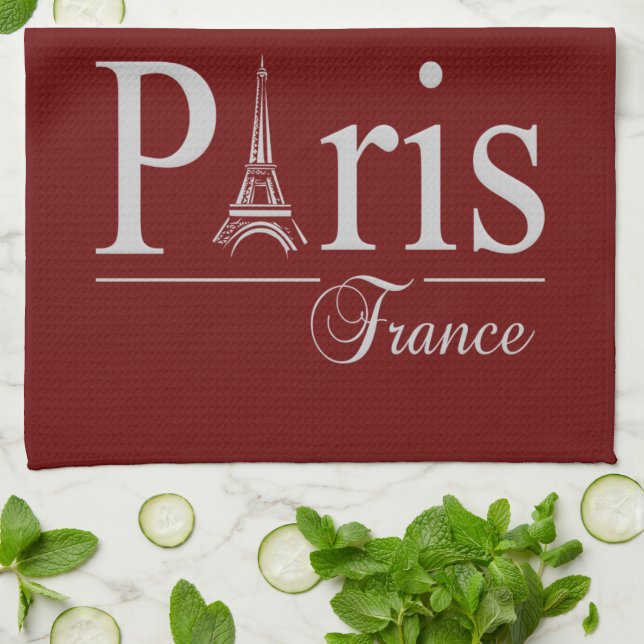 Paris France custom kitchen towels - choose color (Folded)