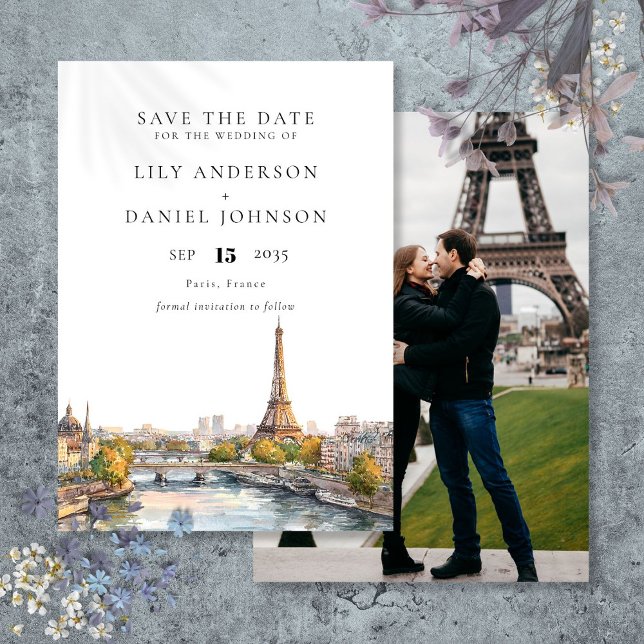 Paris France Destination Photo Wedding Save The Date (Paris France Destination Photo Wedding Save The Date)