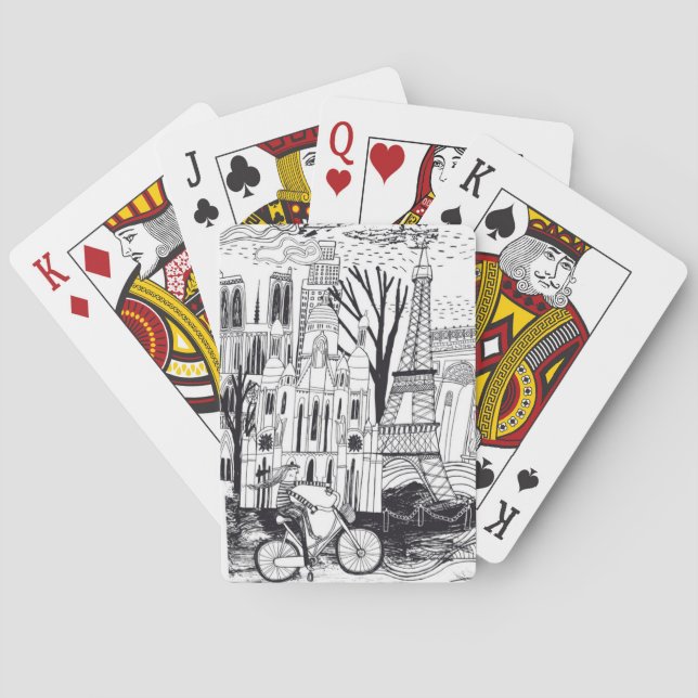 Paris France Doodle Playing Cards (Back)