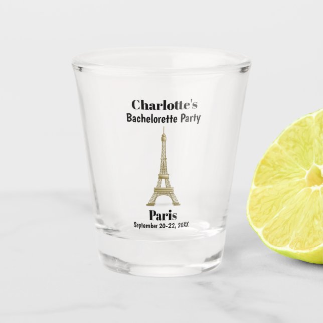 Paris France Eiffel Tower Bachelorette Party Favou Shot Glass (Front)