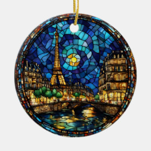 Paris France Eiffel Tower  Ceramic Tree Decoration