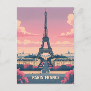 Paris France Eiffel Tower_ City Skyline Holiday Postcard