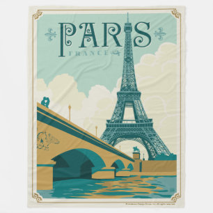 Paris France - Eiffel Tower Fleece Blanket
