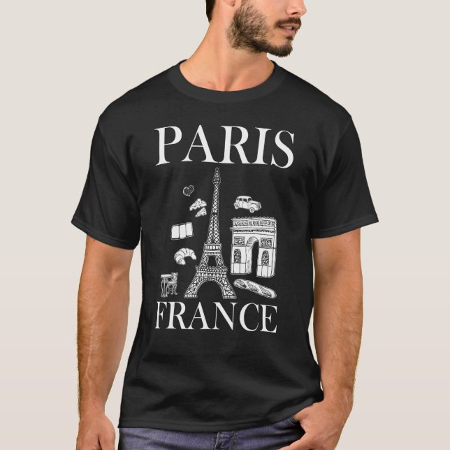 Paris France Eiffel Tower French Beautiful Paris T-Shirt (Front)