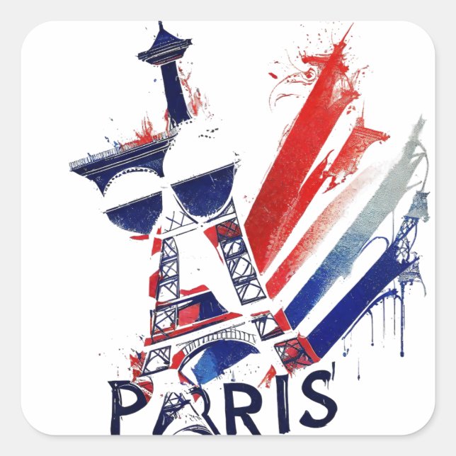 Paris France Eiffel Tower Gift Square Sticker (Front)