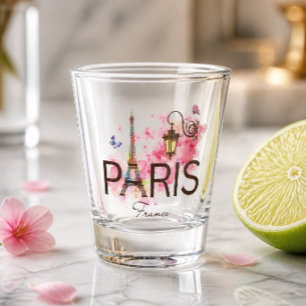 Paris France Eiffel Tower & Lamp Shot Glass