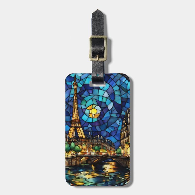 Paris France Eiffel Tower  Luggage Tag (Front Vertical)