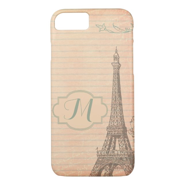 Paris France Eiffel Tower Monogram iPhone 7 Case (Back)