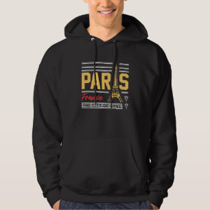 Paris France Eiffel Tower Retro Travel Typography Hoodie