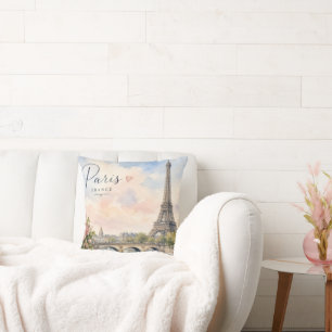 Paris France Eiffel Tower river seine  Cushion
