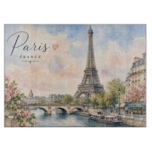Paris France Eiffel Tower river seine Cutting Board