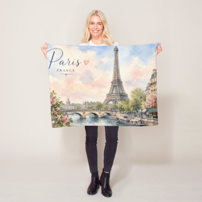 Paris France Eiffel Tower river seine  Fleece Blanket (In Situ)