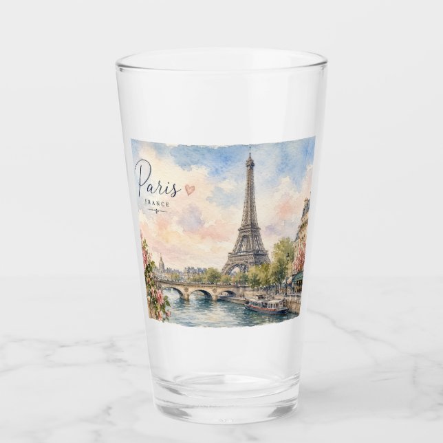 Paris France Eiffel Tower river seine  Glass (Front)