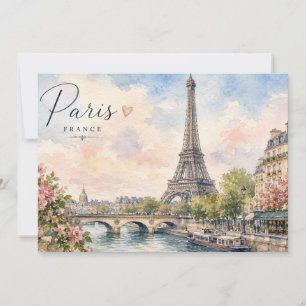 Paris France Eiffel Tower river seine  Invitation