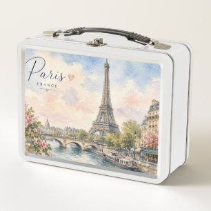 Paris France Eiffel Tower river seine Metal Lunch Box
