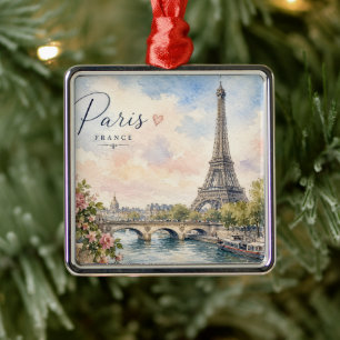 Paris France Eiffel Tower river seine Metal Tree Decoration