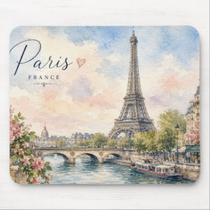 Paris France Eiffel Tower river seine Mouse Mat