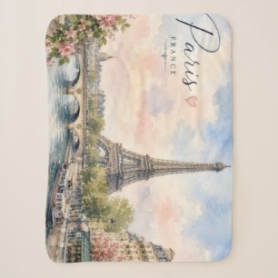 Paris France Eiffel Tower river seine Sherpa Blanket