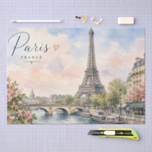 Paris France Eiffel Tower river seine Tissue Paper