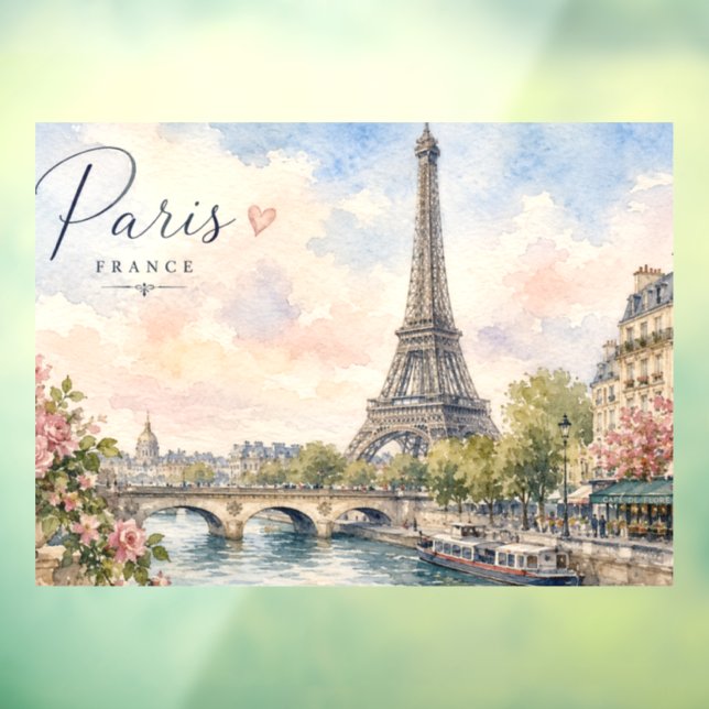Paris France Eiffel Tower river seine  Window Cling (Sheet 3)