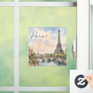 Paris France Eiffel Tower river seine Window Cling