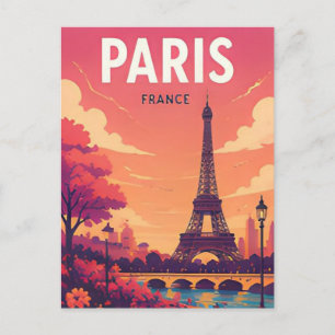Paris France Eiffel Tower Romantic City Views Postcard