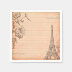 Paris France Eiffel Tower Shabby Chic Napkins