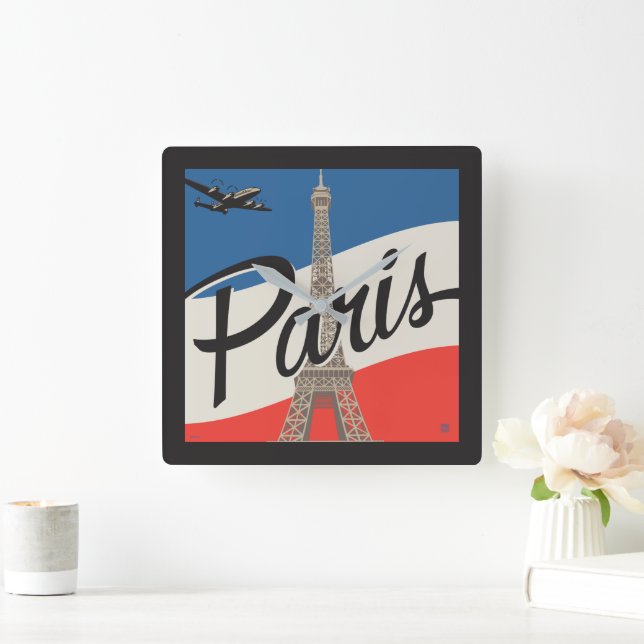 Paris France | Eiffel Tower Square Wall Clock (Home)
