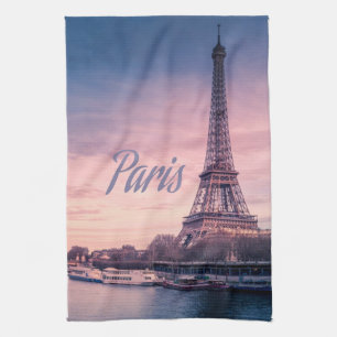 Paris France eiffel tower Tea Towel