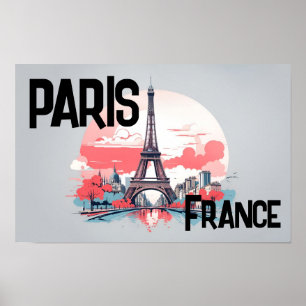Paris France Eiffel Tower Travel Poster