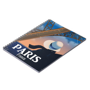 Paris France Eiffel tower travel poster Notebook