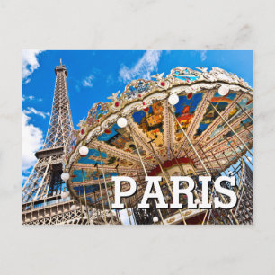Paris France   Eiffel Tower   Trocadéro Carousel Postcard