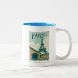 Paris France - Eiffel Tower Two-Tone Coffee Mug