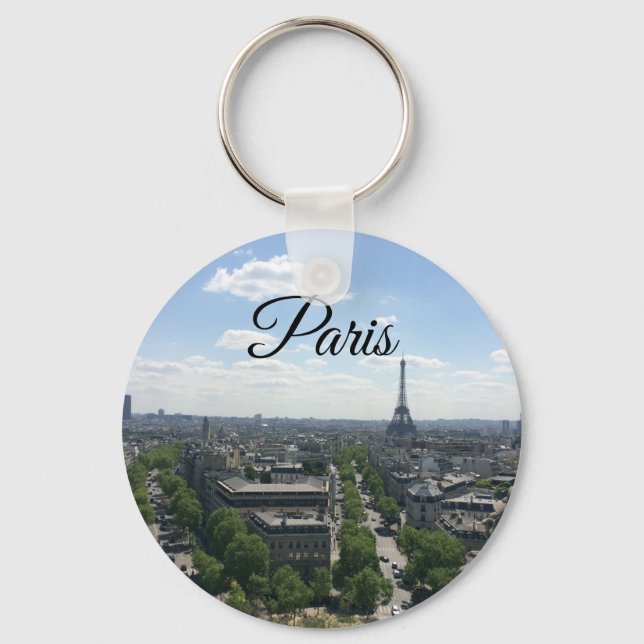 Paris France Eiffel Tower View Keychain (Front)