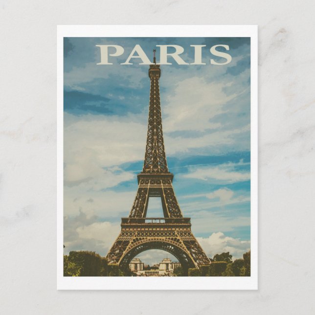 Paris France Eiffel Tower vintage travel postcard (Front)