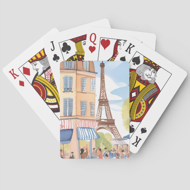 Paris France Eiffel Tower | Watercolor European Playing Cards (Back)