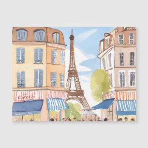 Paris France Eiffel Tower   Watercolor Magnet Card