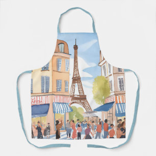 Paris France Eiffel Tower   Watercolor Travel Apron