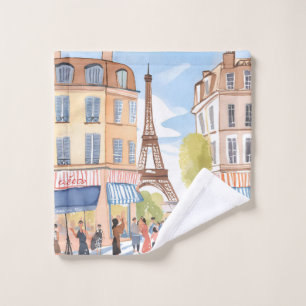 Paris France Eiffel Tower   Watercolor Travel Wash Cloth