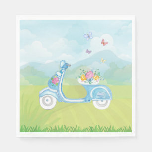 Paris France Eiffel Tower with Scooter party theme Napkin